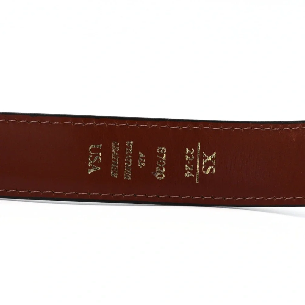Dooney & Bourke Dark Green Leather Belt with Brown Accent and Gold Buckle